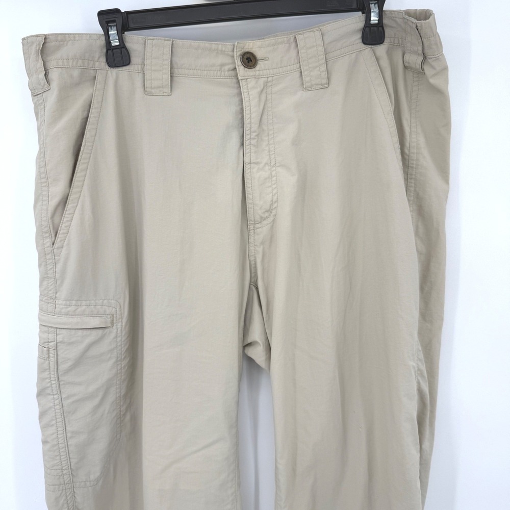ExOfficio Cargo Pants Mens 34x32 Khaki Tan Nylon Hiking Outdoor Utility Travel